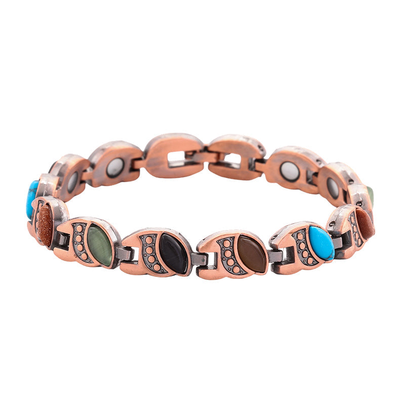Magnetische stenen armband met antieke koperafwerking