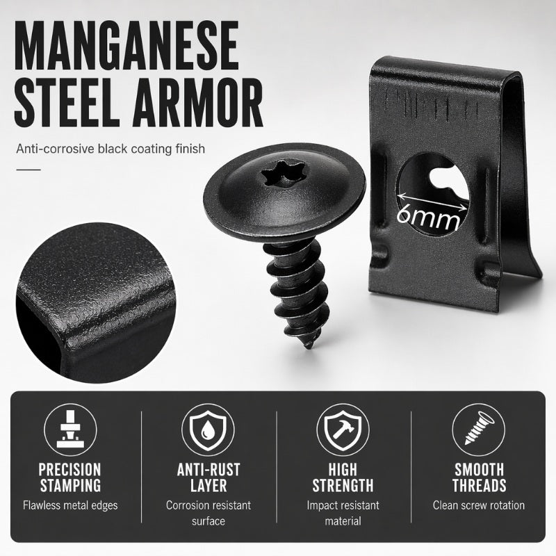 Universele Auto Metalen U-Type Clips en Schroeven Set