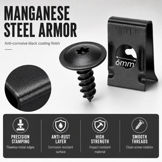 Universele Auto Metalen U-Type Clips en Schroeven Set