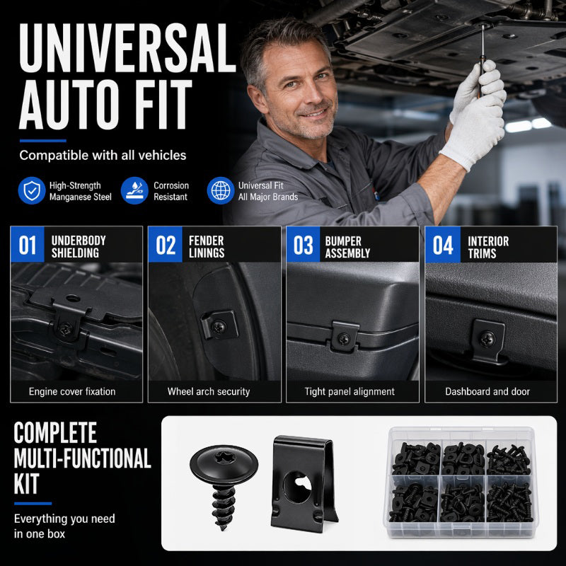 Universele Auto Metalen U-Type Clips en Schroeven Set