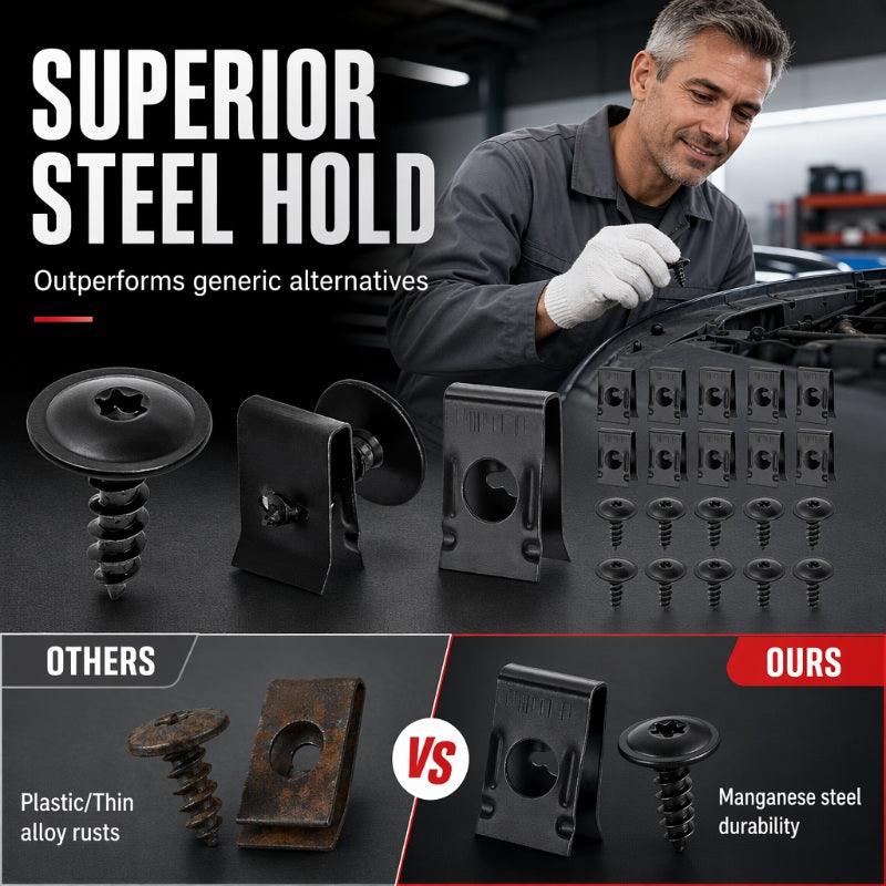 Universele Auto Metalen U-Type Clips en Schroeven Set
