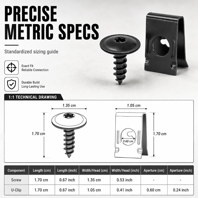 Universele Auto Metalen U-Type Clips en Schroeven Set