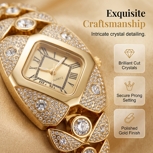 📢📢50% KORTING!! ⏰ Dames Quartz Horloge – Legering – Ruitvormige Wijzerplaat met Strass voor Dames