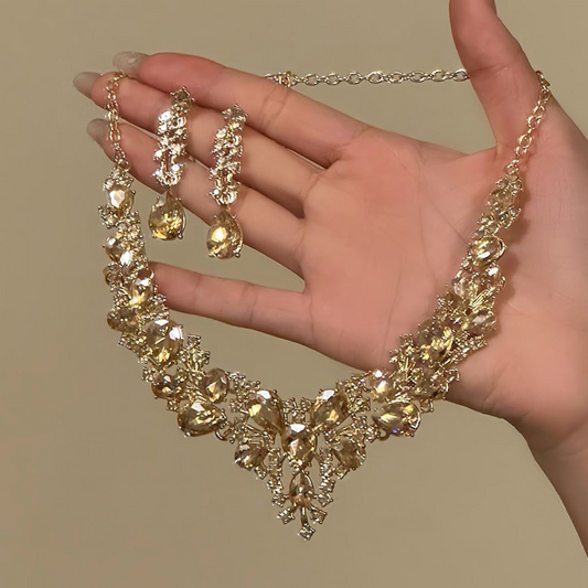 ⏳Tijdelijk 50% korting⏰Elegante Gele Fonkelende Strass Sieraden💎📿