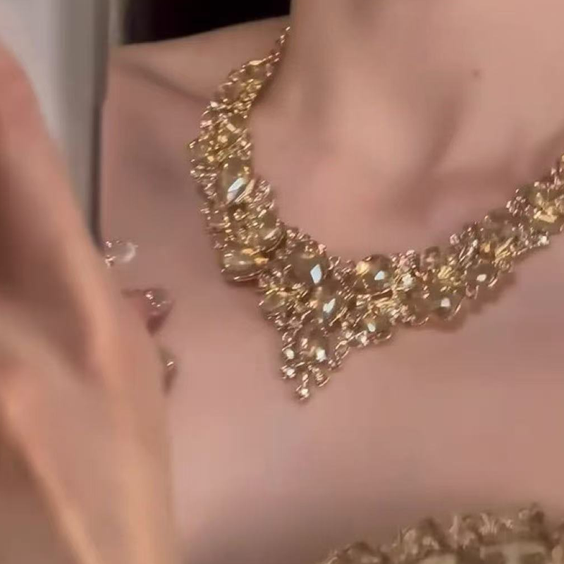 ⏳Tijdelijk 50% korting⏰Elegante Gele Fonkelende Strass Sieraden💎📿