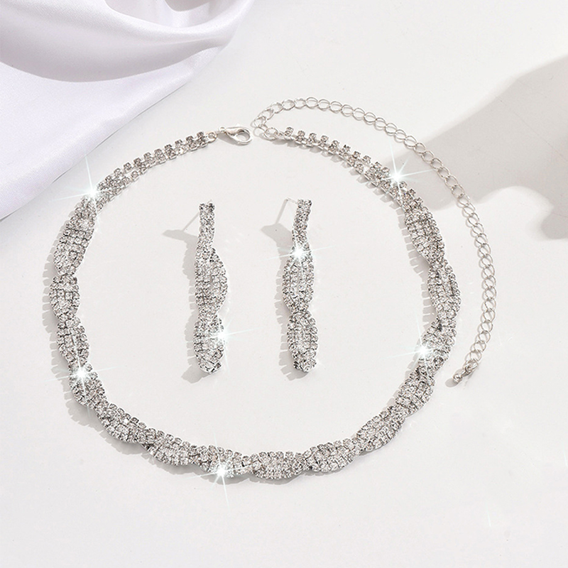 Fonkelende Strass Klauwketting Ketting & Oorbellen Set voor Dames
