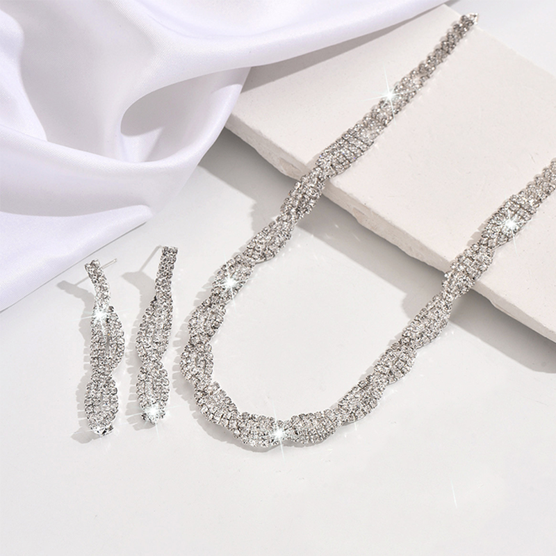 Fonkelende Strass Klauwketting Ketting & Oorbellen Set voor Dames