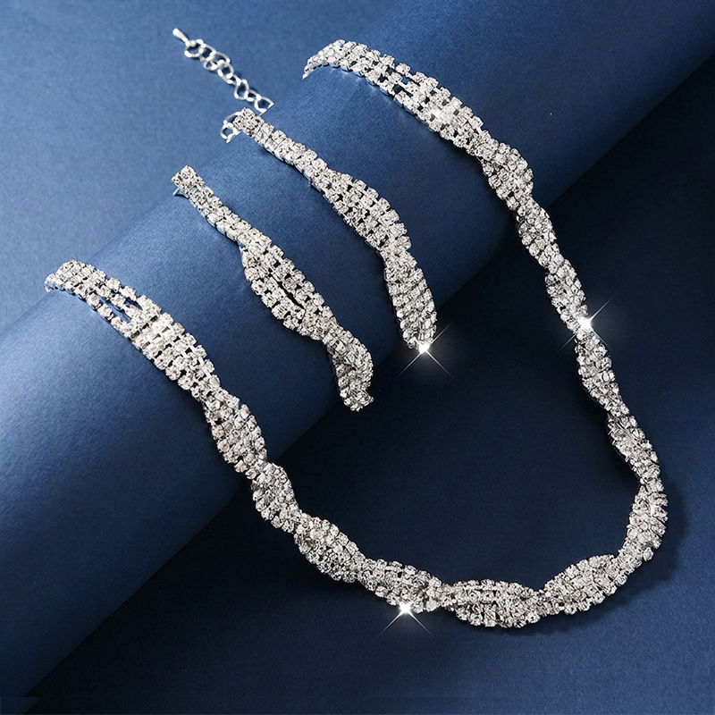 Fonkelende Strass Klauwketting Ketting & Oorbellen Set voor Dames