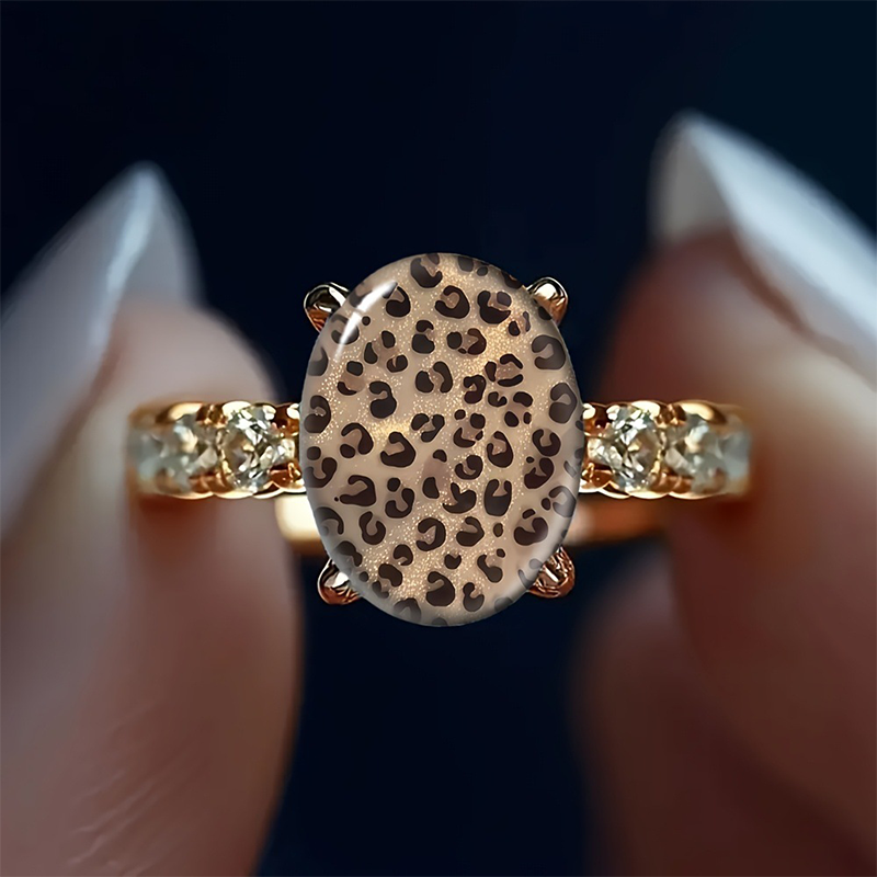 Vintage Luipaardprint Ovale Ring