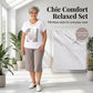 Casual tweedelige set voor dames: T-shirt met V-hals en cropped broek