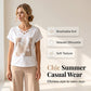 Casual tweedelige set voor dames: T-shirt met V-hals en cropped broek