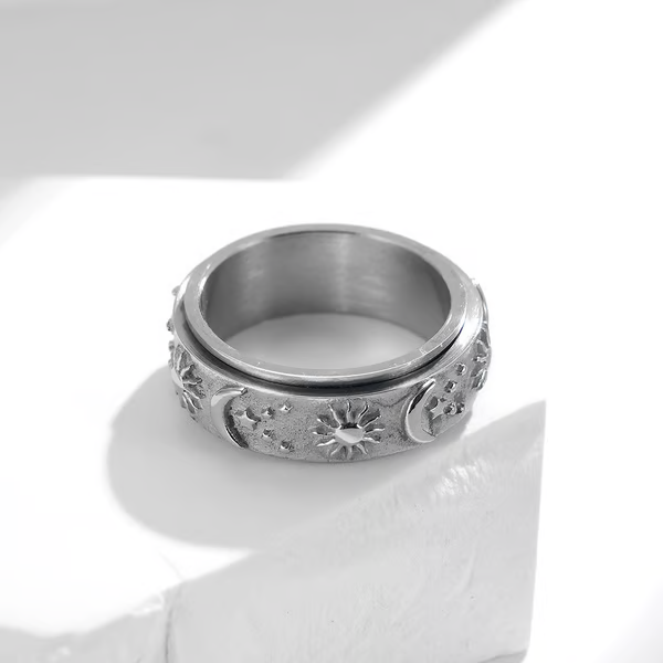 ⏳Limited-time 50% off⏰Sun, Moon, and Stars Anxiety Relief Spinner Ring for Couples