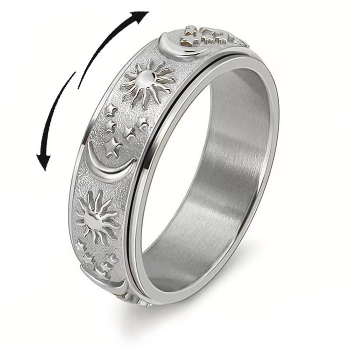 ⏳Limited-time 50% off⏰Sun, Moon, and Stars Anxiety Relief Spinner Ring for Couples