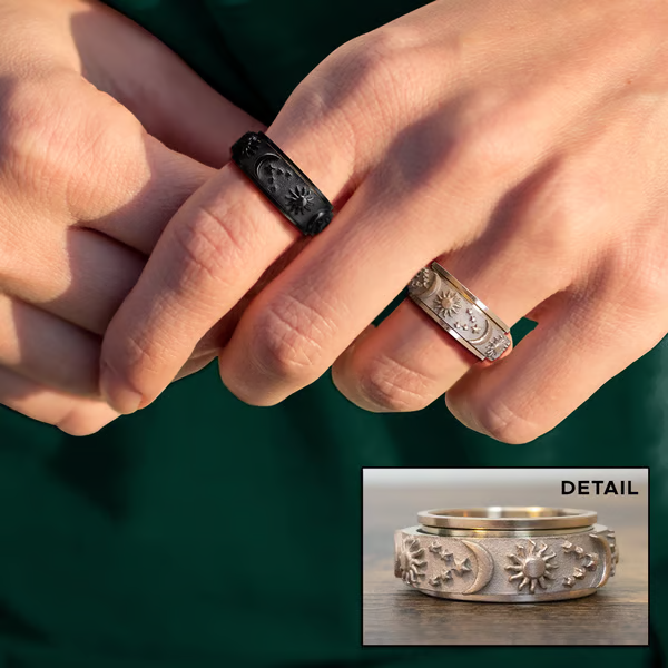⏳Limited-time 50% off⏰Sun, Moon, and Stars Anxiety Relief Spinner Ring for Couples