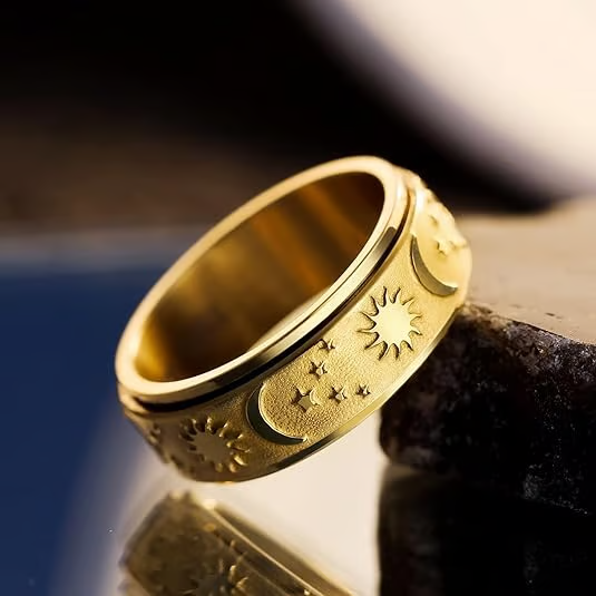 ⏳Limited-time 50% off⏰Sun, Moon, and Stars Anxiety Relief Spinner Ring for Couples