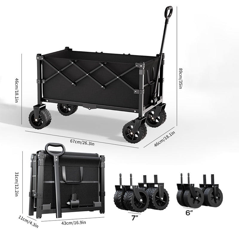 💥【LIMITED TIME 50% OFF】🔥 Zware Opvouwbare Buitenwagen | Verdikt Koolstalen Frame | Draagvermogen 80kg | Alle-Terrein Wiel (6"/7") | 1-Seconde Vouwsysteem | 130L Inhoud | Zwart/Roze