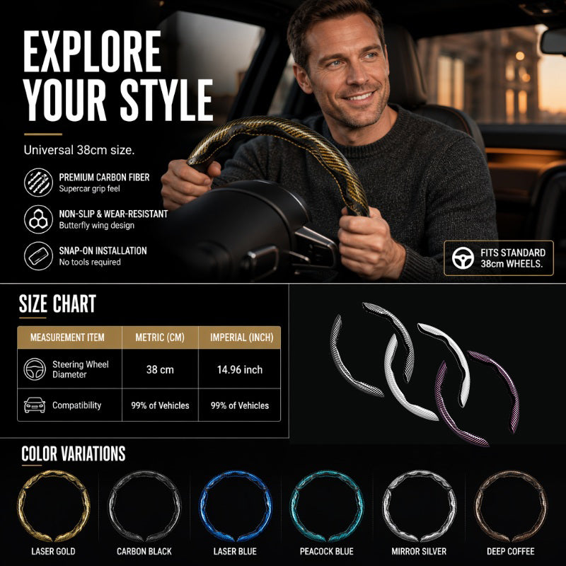 Universal Carbon Fiber Steering Wheel Cover