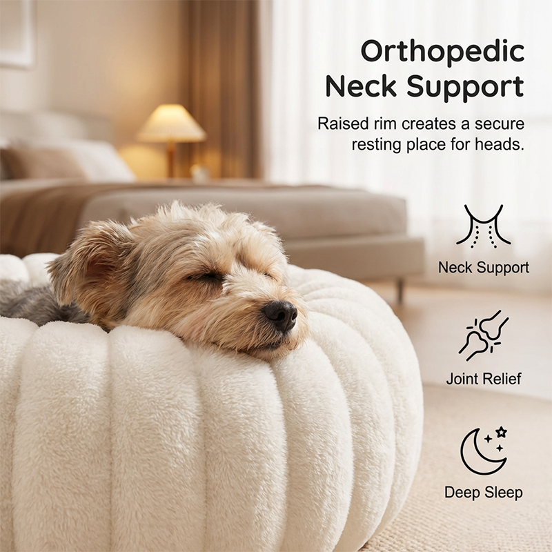 🐱💤 Panier rond apaisant ultra-doux pour chat et chien – Bordure surélevée, nid douillet parfait pour des siestes sereines 🐶☁️