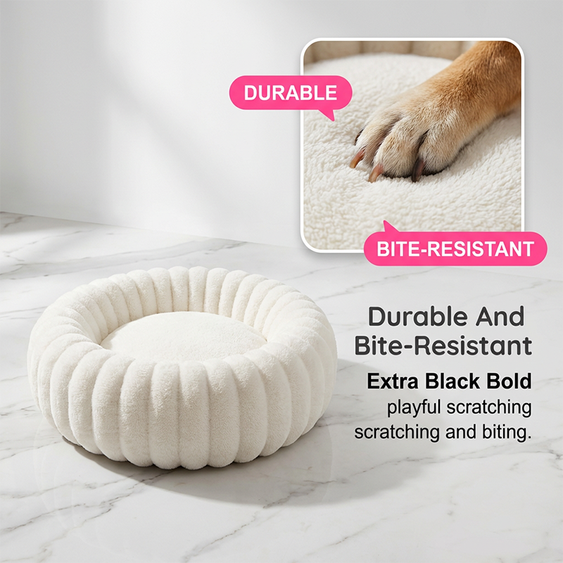 🐱💤 Panier rond apaisant ultra-doux pour chat et chien – Bordure surélevée, nid douillet parfait pour des siestes sereines 🐶☁️
