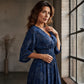Elegante jurk met V-hals en print voor dames