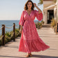 Elegante jurk met V-hals en print voor dames