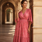 Elegante jurk met V-hals en print voor dames