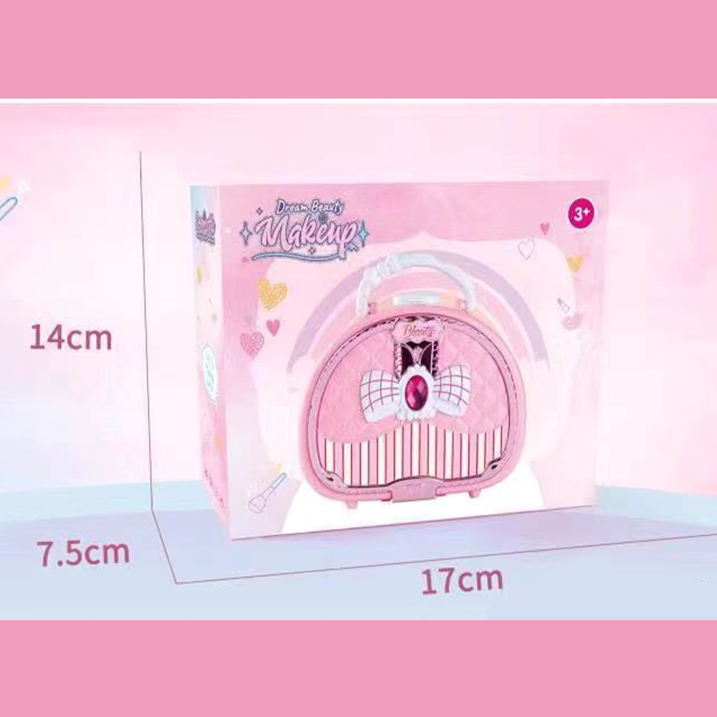Wasbare make-upspeelset voor kinderen met draagbaar roze handtasje