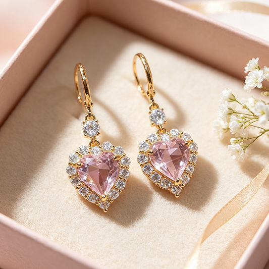 💎 Draag het hart van de oceaan aan je oren. Roze kristallen druppels die het licht vangen – en ieders aandacht trekken. 🌊✨