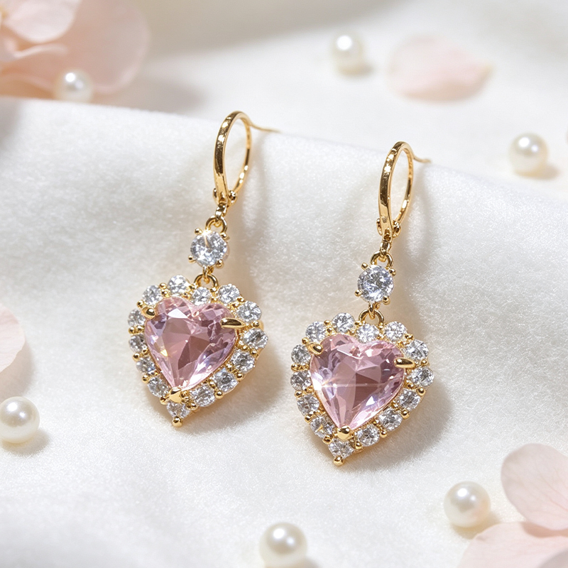 💎 Draag het hart van de oceaan aan je oren. Roze kristallen druppels die het licht vangen – en ieders aandacht trekken. 🌊✨