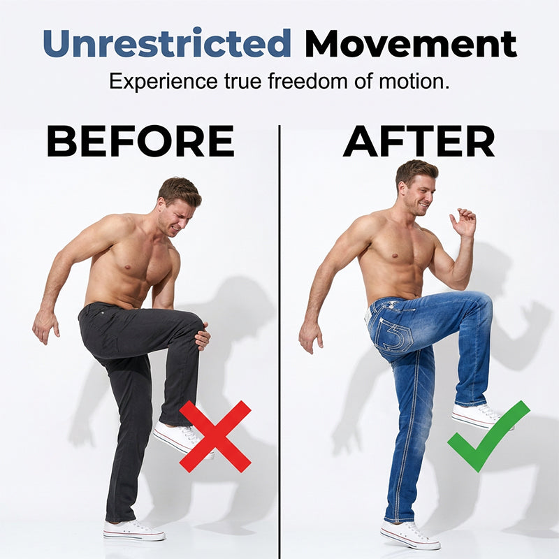 Hoog-Elastische Dubbel Gestikte Heren Jeans