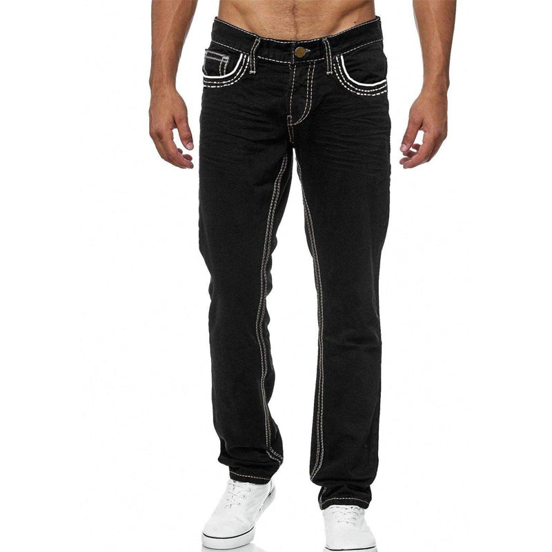 Hoog-Elastische Dubbel Gestikte Heren Jeans