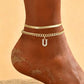 Dainty Layered Gold Initial Anklets for Women