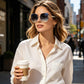 🌬️🕶️ Randloze zonnebril dames – Nauwelijks voelbaar op de neus, hoogwaardige gepolariseerde glazen, het kenmerkende accessoire van de elegante minimalist 🤍🏙️
