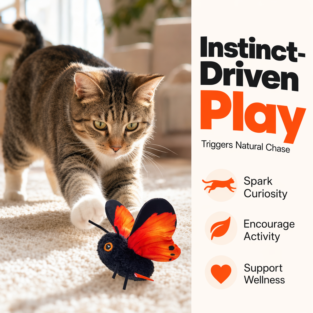 🔥 50% KORTING 🦋 Slim Automatisch Vlinderspeeltje voor Katten – Bewegingssensor, Realistisch Fladderen & Urenlang Speelplezier 😻