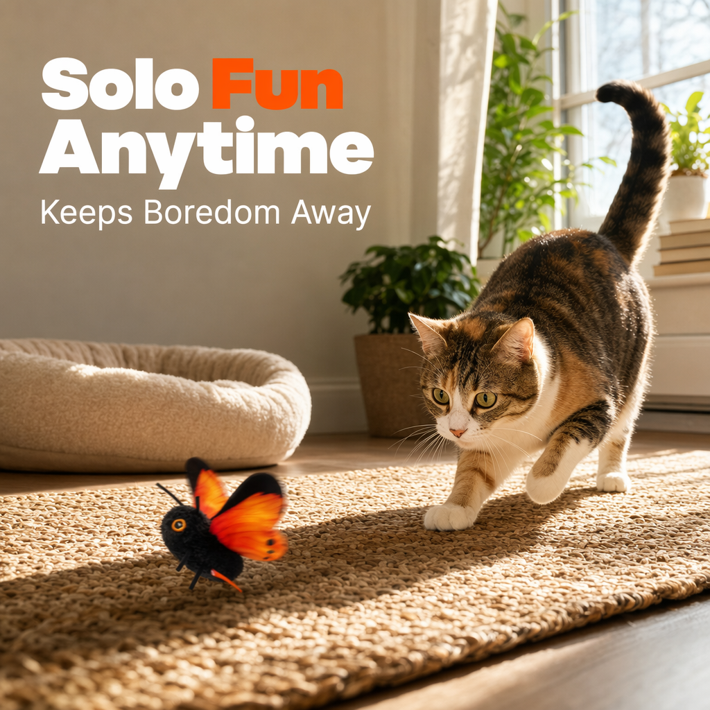 🔥 50% KORTING 🦋 Slim Automatisch Vlinderspeeltje voor Katten – Bewegingssensor, Realistisch Fladderen & Urenlang Speelplezier 😻