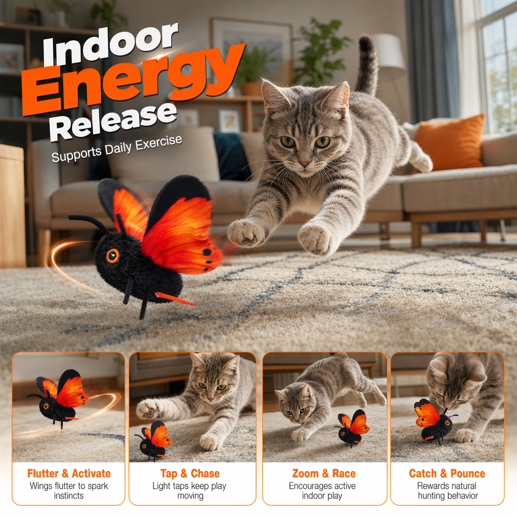 🔥 50% KORTING 🦋 Slim Automatisch Vlinderspeeltje voor Katten – Bewegingssensor, Realistisch Fladderen & Urenlang Speelplezier 😻