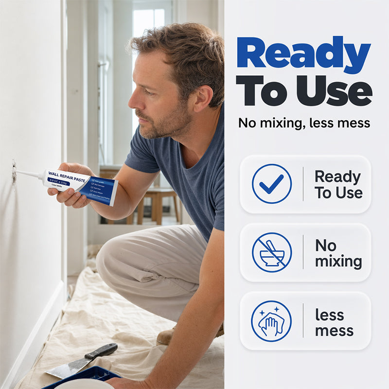 🧱 ZEITLICH BEGRENZT 50 % RABATT 🛠️ Wasserdichte Wand-Reparaturpaste – Füllt Risse & Abplatzungen, Glattes weißes Finish
