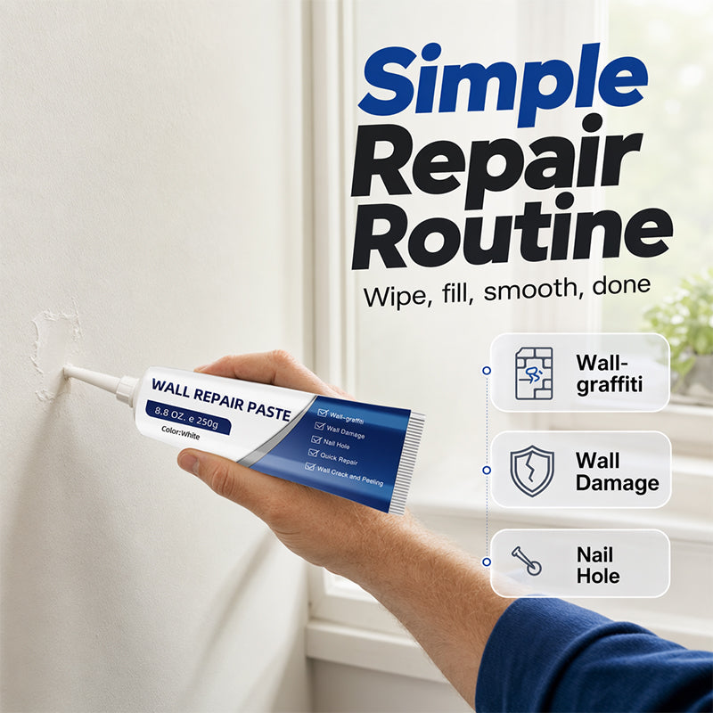 🧱 ZEITLICH BEGRENZT 50 % RABATT 🛠️ Wasserdichte Wand-Reparaturpaste – Füllt Risse & Abplatzungen, Glattes weißes Finish