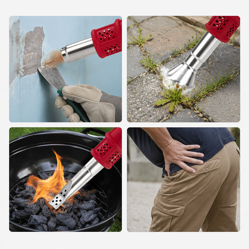🔥🌿Elektrische onkruidbrander — Hoge vlamtemperatuur (650 °C) + instelbare snelheid met twee standen + verlengd handvat
