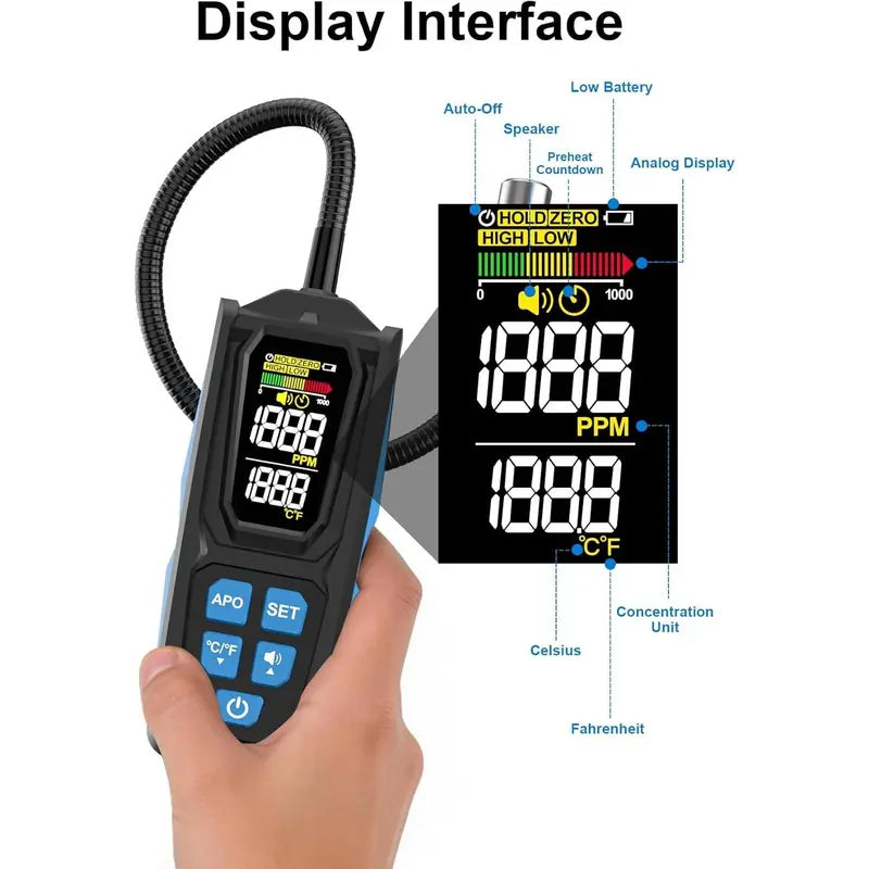 ❄️Zomerfresh 50% Korting!❄️Oplaadbare Halogeen Koelmiddellekdetector – Airco Lekzoeker met Flexibele Sonde, Display en Alarmfunctie