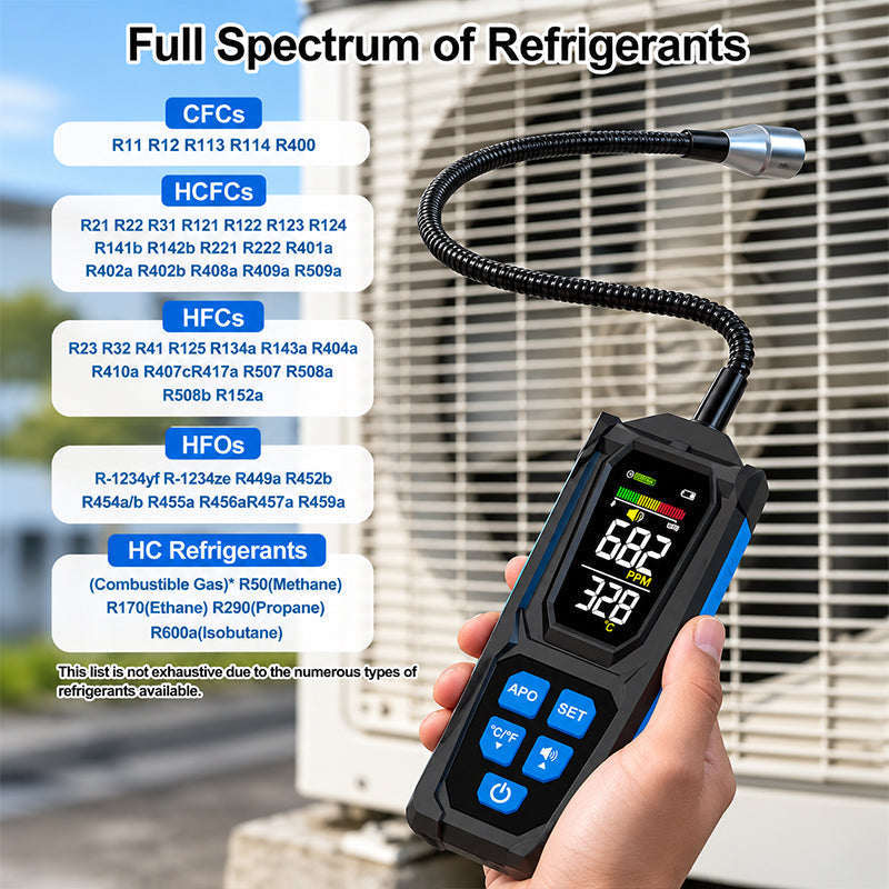 ❄️Zomerfresh 50% Korting!❄️Oplaadbare Halogeen Koelmiddellekdetector – Airco Lekzoeker met Flexibele Sonde, Display en Alarmfunctie