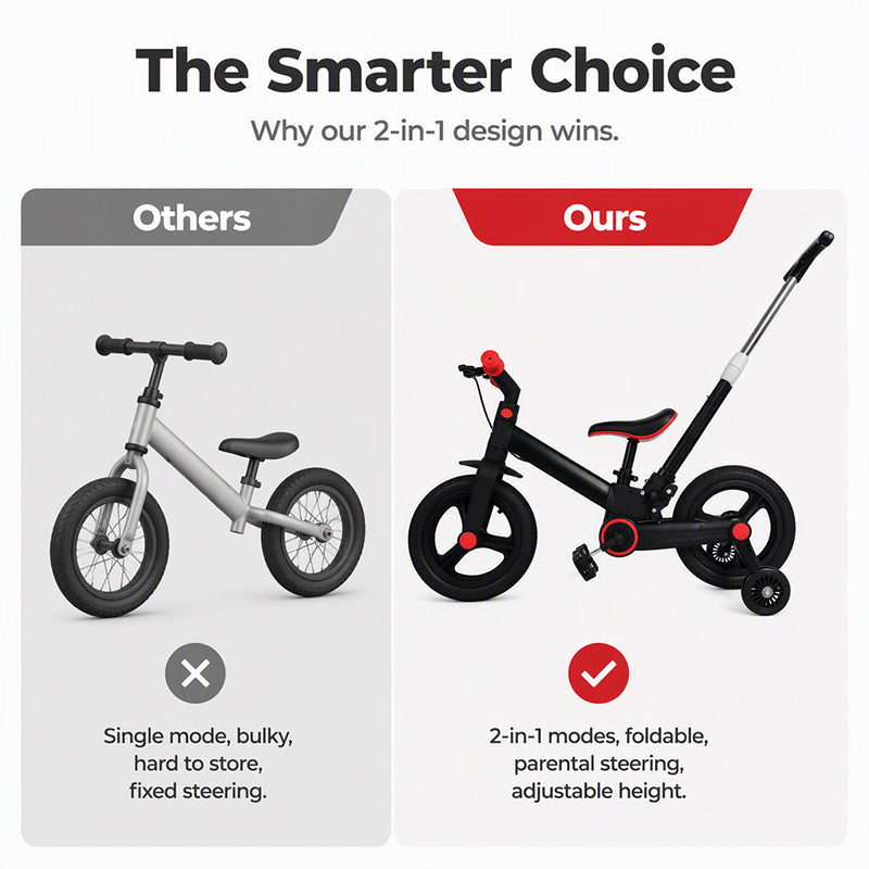🚲 4-in-1 converteerbare kinderdriewieler, loopfiets en kinderwagen