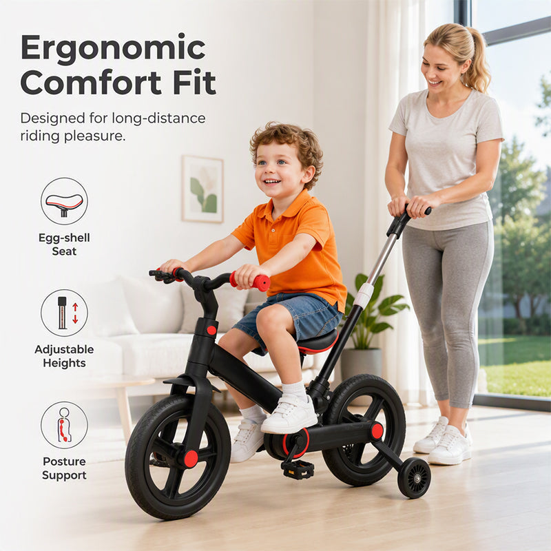 🚲 4-in-1 converteerbare kinderdriewieler, loopfiets en kinderwagen