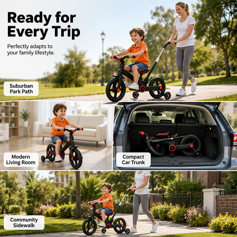 🚲 4-in-1 converteerbare kinderdriewieler, loopfiets en kinderwagen