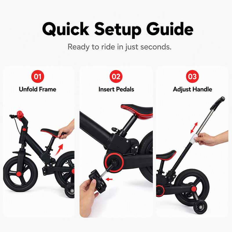 🚲 4-in-1 converteerbare kinderdriewieler, loopfiets en kinderwagen