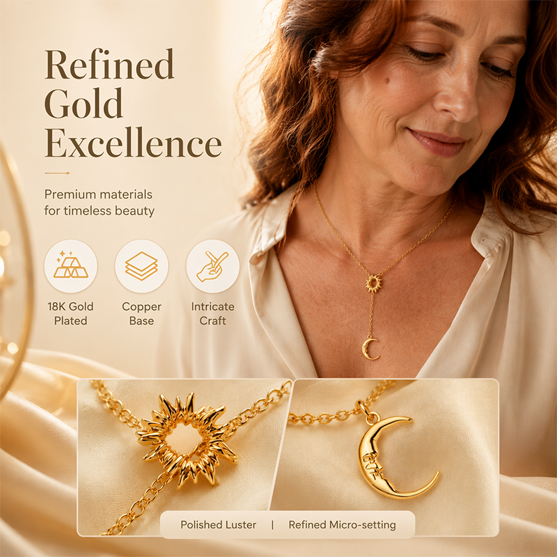 Elegante ketting met zon- en maanhanger