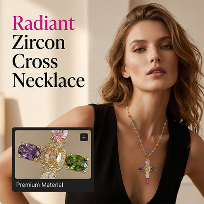 Dames Kleurrijke Zirkoon Kruis Hanger Ketting