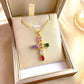 Dames Kleurrijke Zirkoon Kruis Hanger Ketting