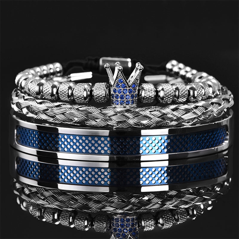 Heren Roestvrij Staal Kroon Armband 3-Delige Set