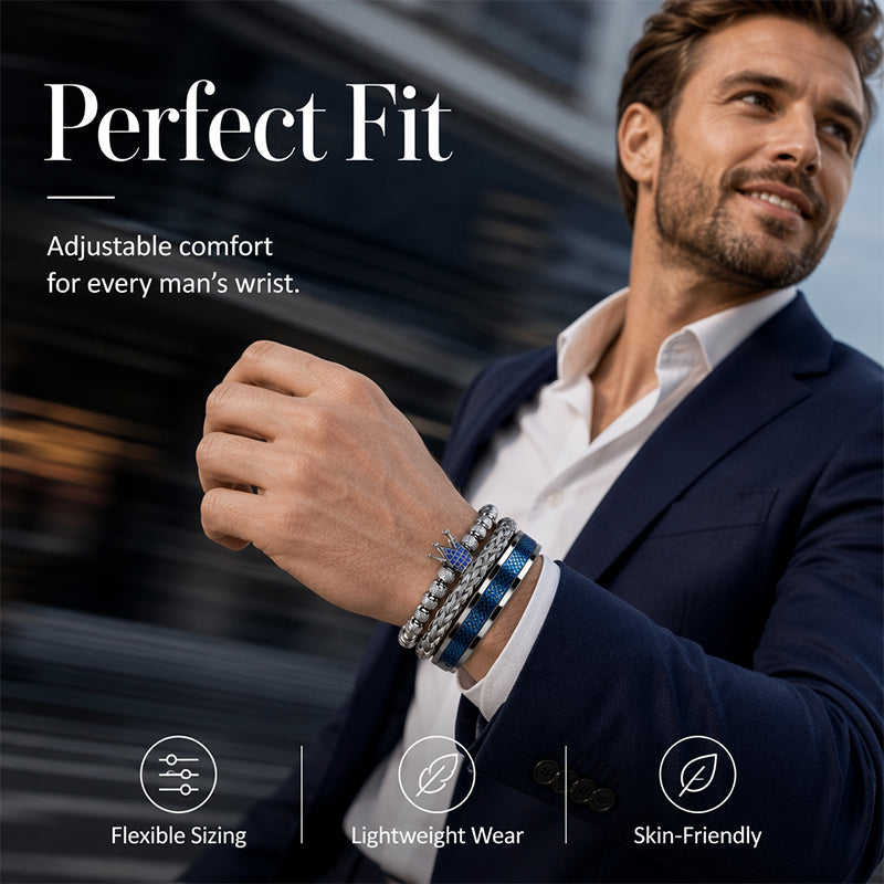 Heren Roestvrij Staal Kroon Armband 3-Delige Set